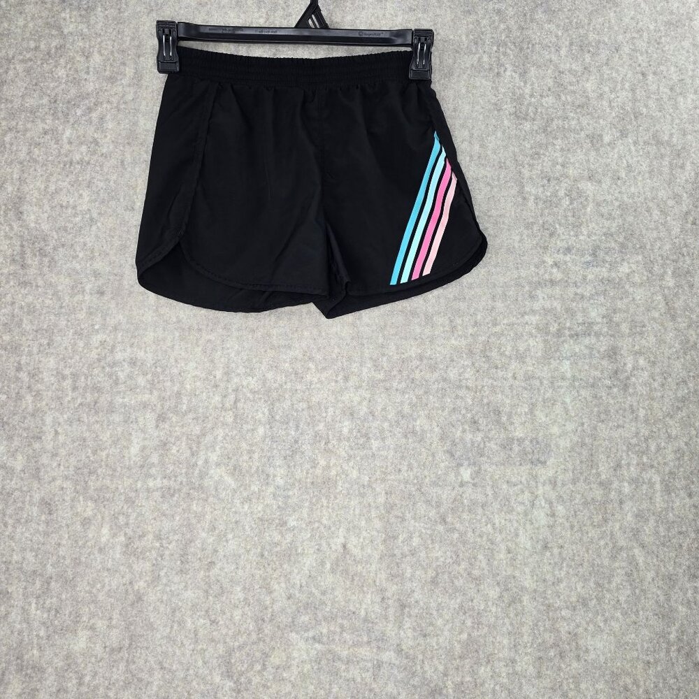 Old Navy Active XL Go-Dry Womens Black Running Shorts With Pink & Blue Stripes